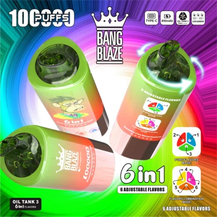 BANG BLAZE 100000 Puffs 14 Geschmacksrichtungen Niską Zawartość Nikotin – Originale Ładowalne Einweg- Vape