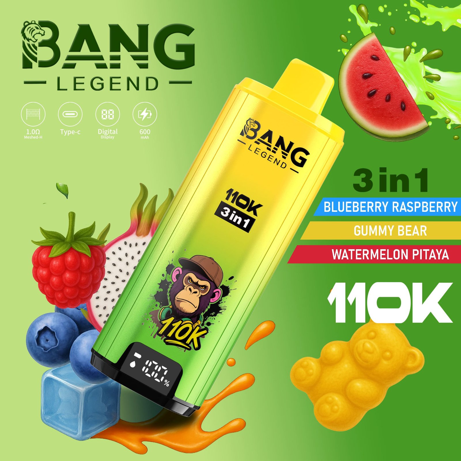 Bang Legend 110000 Puffs 3 in 1 Geschmacksrichtungen – Einweg-E-Zigarette MIT Niezrównaną Wydajnością und Wszechstronnością Geschmacksrichtungen! – Bild 3