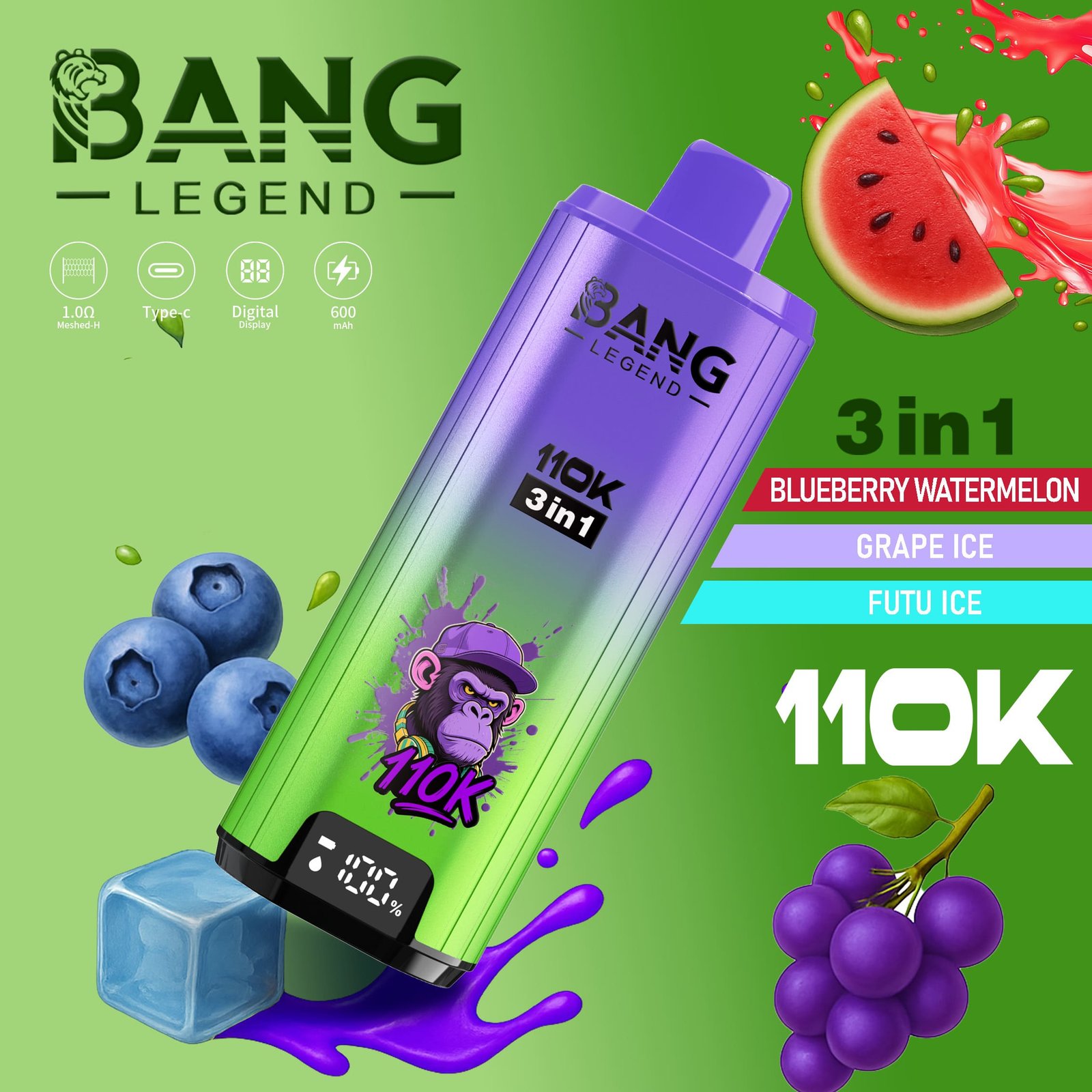 Bang Legend 110000 Puffs 3 in 1 Geschmacksrichtungen – Einweg-E-Zigarette MIT Niezrównaną Wydajnością und Wszechstronnością Geschmacksrichtungen! – Bild 4