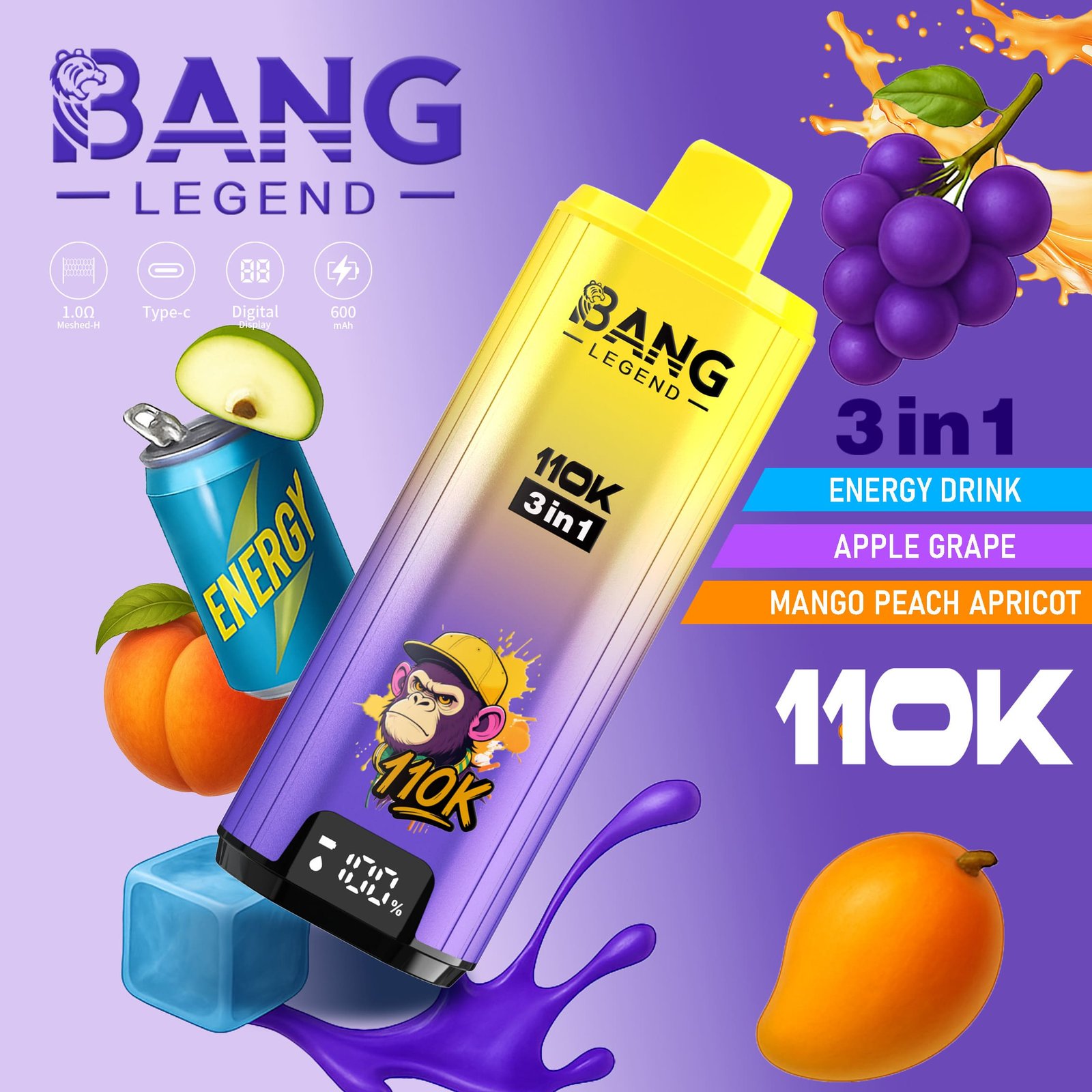 Bang Legend 110000 Puffs 3 in 1 Geschmacksrichtungen – Einweg-E-Zigarette MIT Niezrównaną Wydajnością und Wszechstronnością Geschmacksrichtungen! – Bild 5