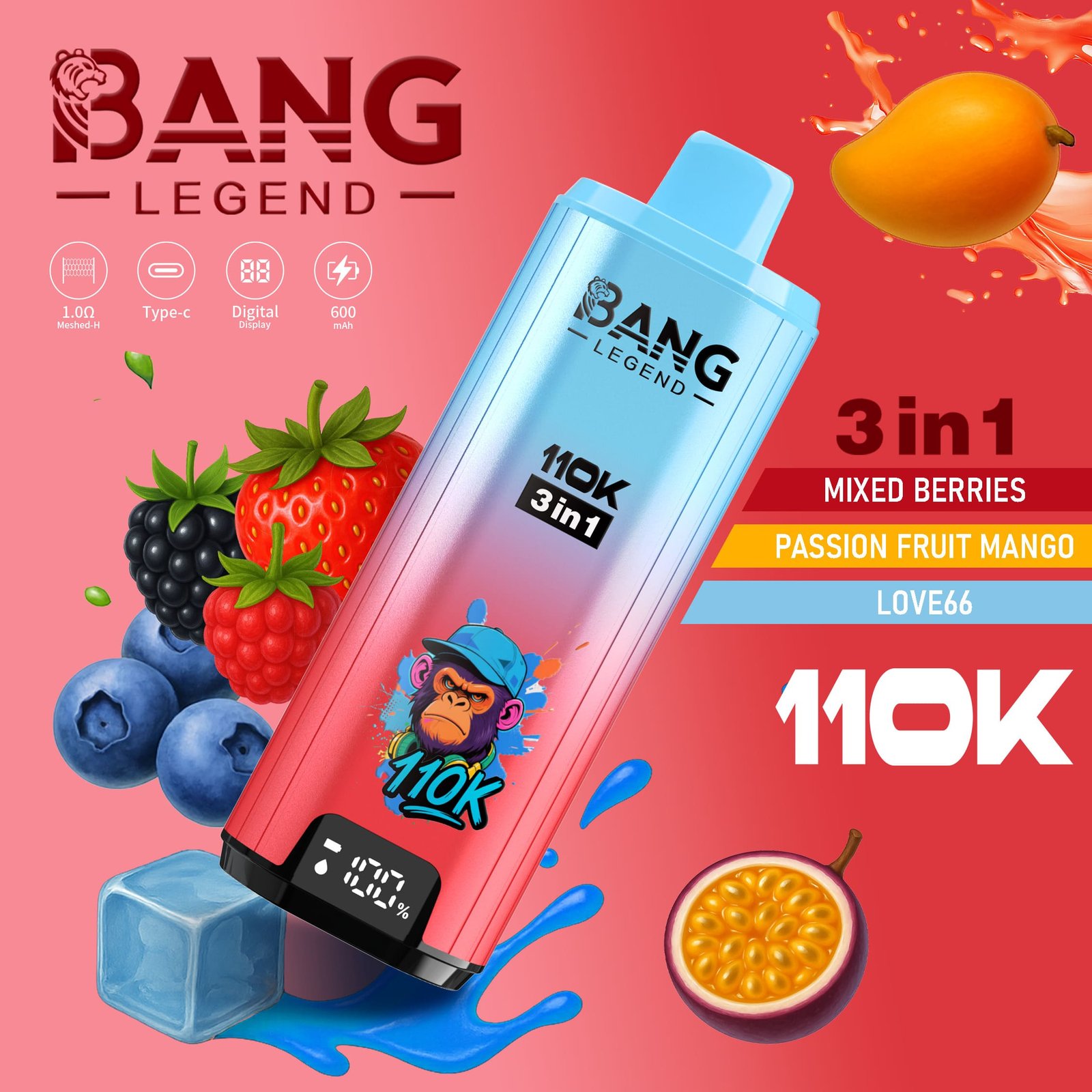 Bang Legend 110000 Puffs 3 in 1 Geschmacksrichtungen – Einweg-E-Zigarette MIT Niezrównaną Wydajnością und Wszechstronnością Geschmacksrichtungen! – Bild 6