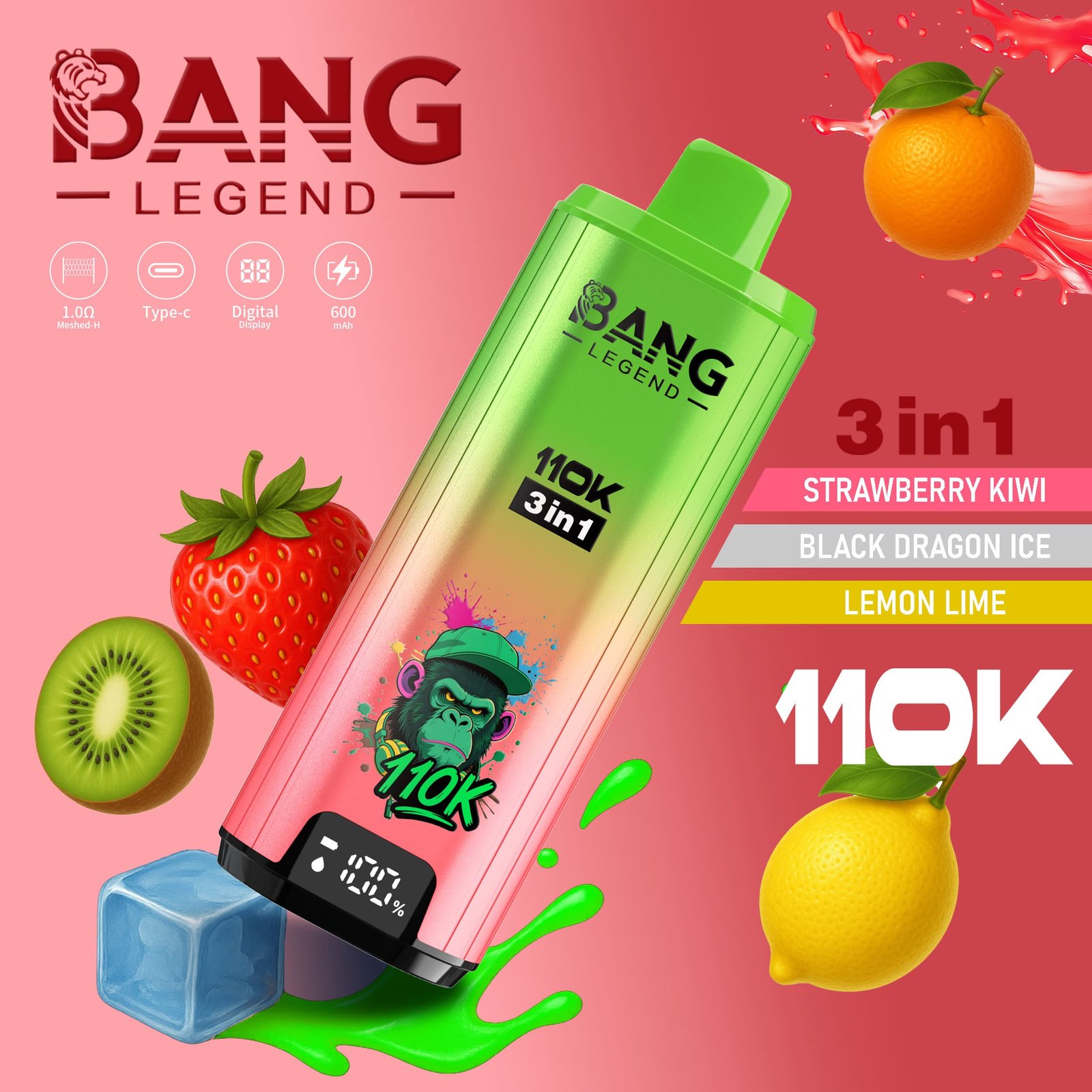 Bang Legend 110000 Puffs 3 in 1 Geschmacksrichtungen – Einweg-E-Zigarette MIT Niezrównaną Wydajnością und Wszechstronnością Geschmacksrichtungen! – Bild 9