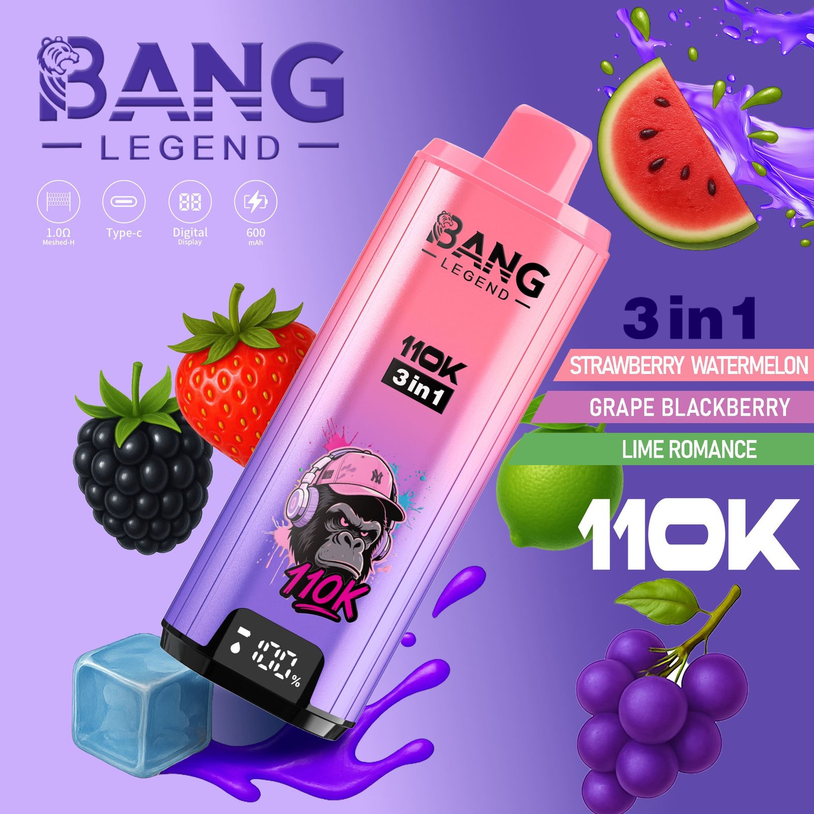 Bang Legend 110000 Puffs 3 in 1 Geschmacksrichtungen – Einweg-E-Zigarette MIT Niezrównaną Wydajnością und Wszechstronnością Geschmacksrichtungen! – Bild 11